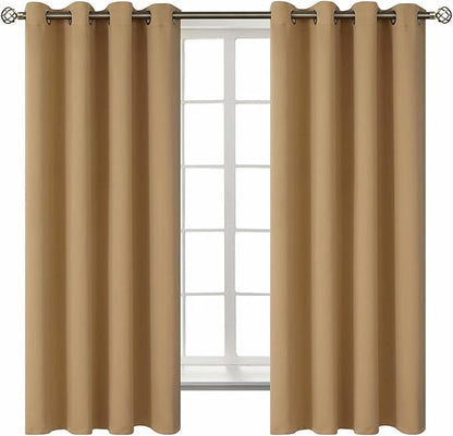 BGment Blackout Curtains for Living Room - Grommet Thermal Insulated Room Darkening Curtains for Bedroom, 2 Panels of 52 x 63 Inch, Khaki