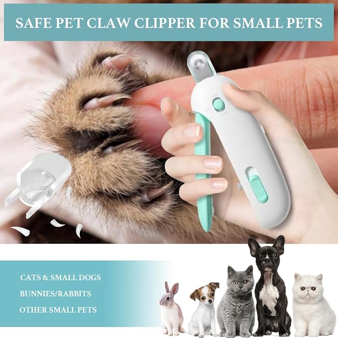 Adjustable Aperture Pet Blue Nail Clippers, Cat and Puppy Nail Trimmer with Grinding Nail File, Recommended by Pet Groomers, Safe to Avoid Over-Trimming, Professional Pet Nail Clippers for Beginners-Mewly Pet