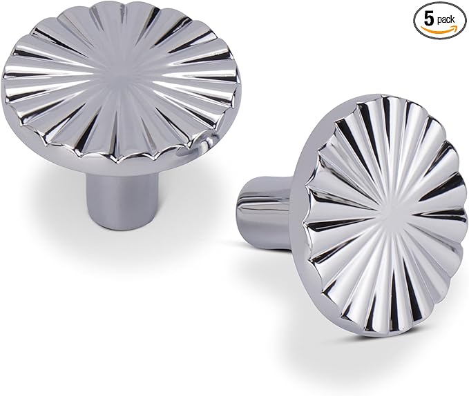 5 Pack Kitchen Cabinet Knobs Round Sunflower Dresser Knob Modern Drawer Hardware Cupboard Handles Furniture Knob for Bathroom Single Hole Knobs for Wardrobe Polished Chrome TYH-BC-K5
