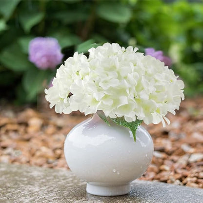 20 Pcs White Hydrangea Artificial Flowers Bulk, Faux Hydrangea Flowers Heads, Artificial Fake Silk Hydrangea Flowers with Stems, White Flowers Artificial for Decoration Wedding Décor