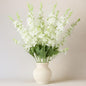 24 Pcs White Delphinium Artificial Flower 35.4'' Long Larkspur Stem White Fake Faux Silk Flowers Bulk for Tall Vase Floral Arrangements Home Centerpiece Table Wedding Decor