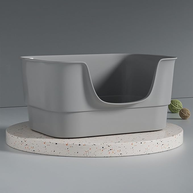 Extra Large Cat Litter Box with High Sides,23.23"×16.34"×8.46",Jumbo Kitty Litter Box with Low Entry,XL Cat Boxes for Indoor Cats,Easy to Clean,Anti-Splashing(Grey)-Mewly Pet