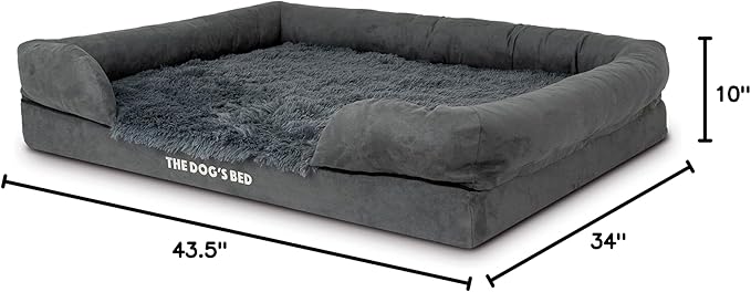 The Dog’s Bed, XL Grey Fur 43.5x34,Memory Foam, Pain Relief: Arthritis, Hip & Elbow Dysplasia, Post Surgery, Lameness, Supportive, Calming, Waterproof Washable Cover, Veterinary Approved-Mewly Pet