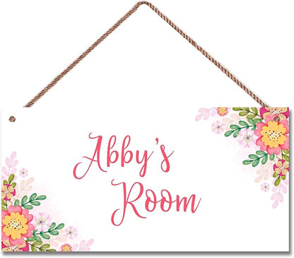 Personalized Sign Nice Flowers Sign Door Art Décor For Kids Room Custom Name Door Wall Art Décor For Little Man Cave, Flower Floral Nursery Art Plate For Girls Room Boys Bedroom
