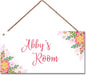 Personalized Sign Nice Flowers Sign Door Art Décor For Kids Room Custom Name Door Wall Art Décor For Little Man Cave, Flower Floral Nursery Art Plate For Girls Room Boys Bedroom