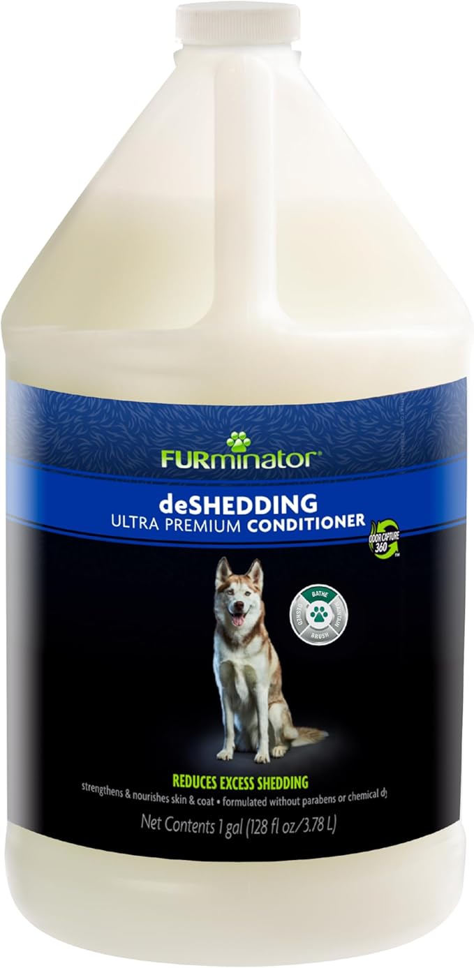 FURminator® deShedding Ultra Premium Conditioner for Dogs, 128 Oz, with Pump-Mewly Pet