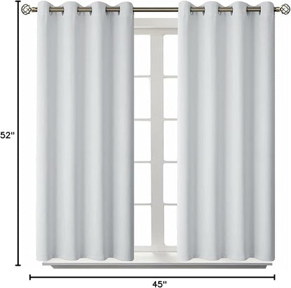 BGment Room Darkening Curtains 45 Inches Long - Grommet Thermal Insulated Drapes Window Treatment Curtains for Bedroom, 2 Panels, 52 x 45 Inch, Greyish White