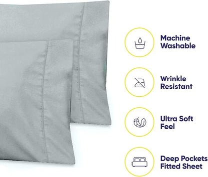 Full Size Bed Sheets - 6 Piece 1500 Supreme Collection Fine Brushed Microfiber Deep Pocket Full Sheet Set Bedding - 2 Extra Pillow Cases, Great Value, Full, Porclain Blue