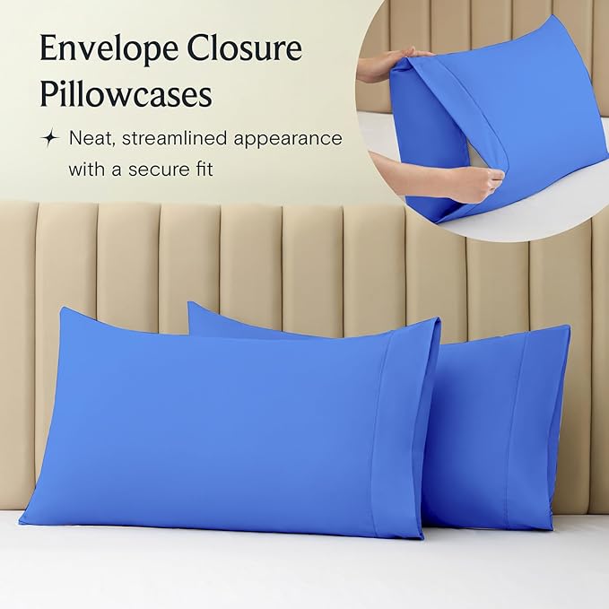 LuxClub 3 PC Sheet Set Bed Sheets Deep Pockets 16" Eco Friendly Wrinkle Free Cooling Machine Washable Hotel Bedding Silky Soft - Marine Blue Twin XL