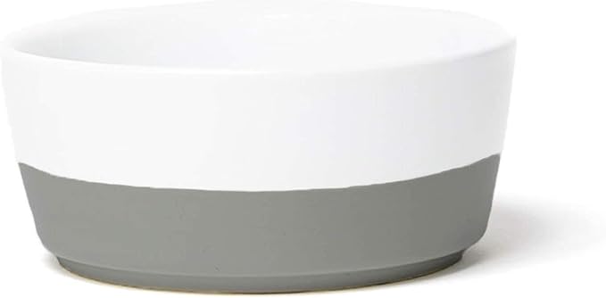 Waggo Dipper Ceramic Dog Bowl for Small and Large Breeds - Heavyweight and Durable Pet Food and Water Dish Crock, Dishwasher Safe, Modern (Medium, Dolphin)-Mewly Pet