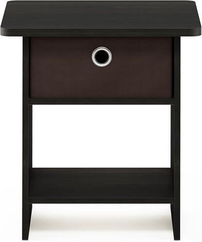 Furinno Dario End Table / Side Table / Night Stand / Bedside Table with Bin Drawer, 1-Pack, Espresso/Brown