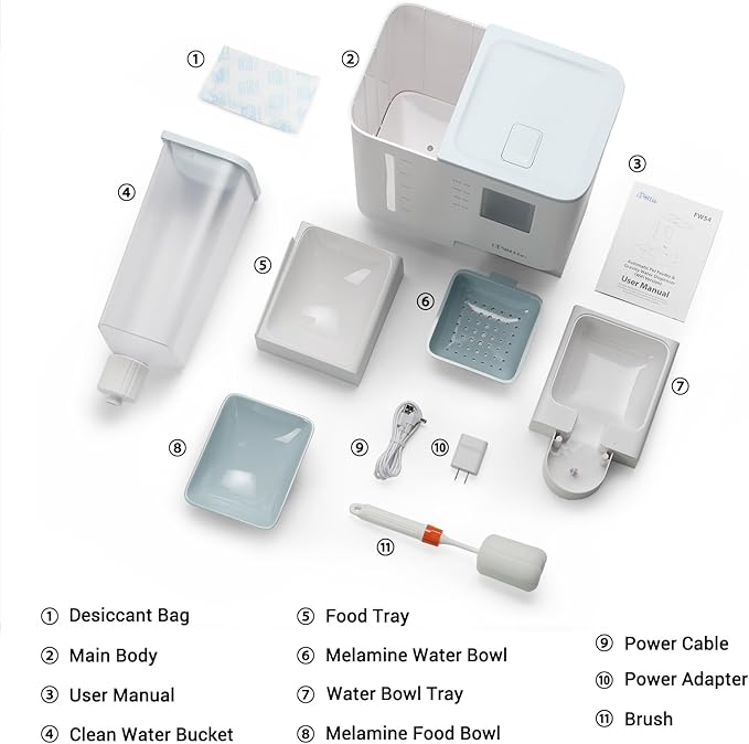 FW54 5G/2.4GHz WiFi Automatic Feeder and Waterer 2-in-1 Set for Pets, 300 oz Large Capacity for 2 Weeks, Perfect for Working Parents-Mewly Pet