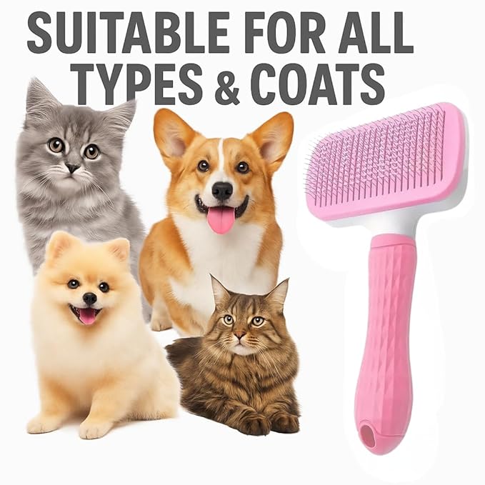 Namylya Cat Brush for Shedding & Grooming – Slicker Brush for Dogs and Cats with Long Hair – Removes Tangles, Mats & Loose Fur-Mewly Pet