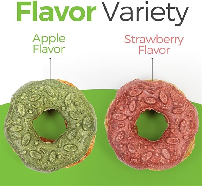 TEEWY 3PCS Guinea Pig Toys, Prevent Teeth Overgrowth, Natural Vegetables and Timothy Grass, Hamster Chew Toys, Guinea Pig Chew Toys, Chinchilla Toys, Donut-Shaped-Mewly Pet