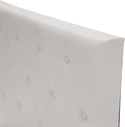 Poundex PU Upholstered Platform Bed, Twin, White