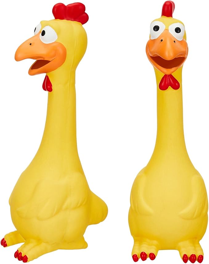 Hungdao 1 Pcs Horse Toys Latex Squeaky Squeeze Chicken Squeak Turkey Balls for Play Fake Screaming Chicken Toys for Horses Soccer Ball for Reduce Separation Anxiety Noise Maker (Yellow)-Mewly Pet