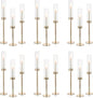NUPTIO Candle Holders for Table Centerpiece: 18 Pcs 23.6 & 21.7 & 19.7 in Tall Gold Hurricane Candlesticks Holder with Glass Cylinder Cover Bulk Taper Candles Sticks Stand for Thanksgiving Party Decor
