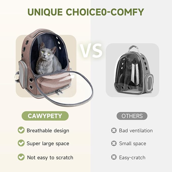 Cat Backpack Carrier, Breathable Cat Carrier Large Space Bubble Pet Backpack for Kitty Small Dog up to 15lbs, Transparent & Foldable Pet Carrier for Travel Hiking-Mewly Pet