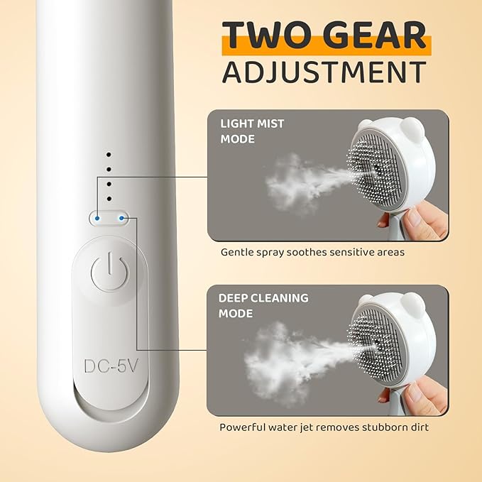 Cat Steam Brush, Self Cleaning Pet Spray Hair Removal Comb with Release Button, 3 In 1 Cat Brush for Indoor Cats for Shedding, Waterproof Pet Grooming Brushes for Long Short Haired Dogs Cats-Mewly Pet