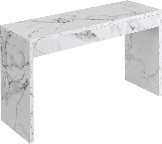 Convenience Concepts Northfield Hall Console Table 48" - Modern, Minimalist Narrow Sofa Display Accent for Contemporary Living Room, Entryway, or Hallway, White Faux Marble