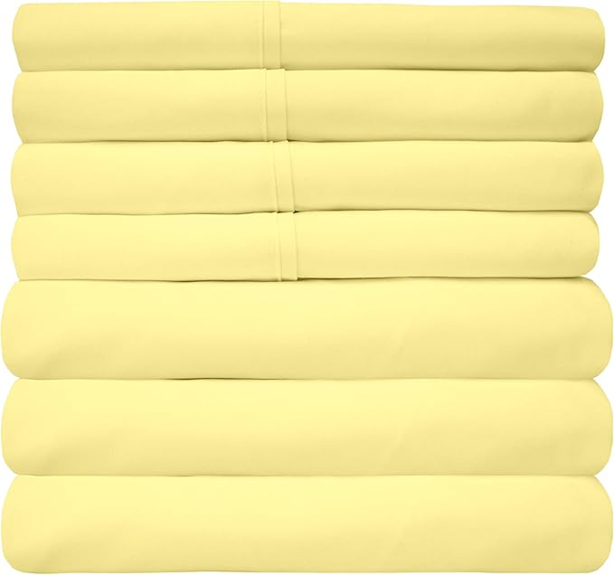 Split King Size Bed Sheets - 6 Piece 1500 Supreme Collection Fine Brushed Microfiber Deep Pocket Split King Sheet Set Bedding - 2 Extra Pillow Cases, Great Value, Split King, Pale Yellow