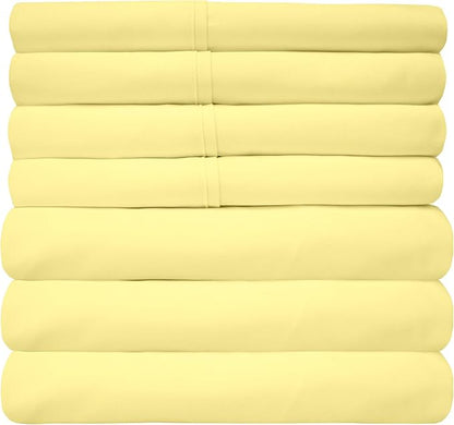 Split King Size Bed Sheets - 6 Piece 1500 Supreme Collection Fine Brushed Microfiber Deep Pocket Split King Sheet Set Bedding - 2 Extra Pillow Cases, Great Value, Split King, Pale Yellow