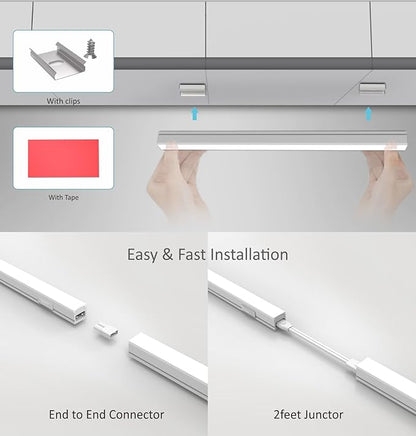 Under Cabinet Lighting Plug in, 12 Inch 1 Pc, Linkable AC120V 3CCT 3000K/4000K/5000K Ultra Slim, LED Under Cabinet Lights for Counter Light, Kitchen, Shelf, Sink, Workshop, Desk, White