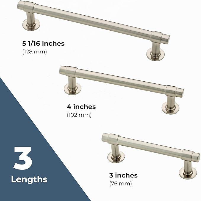 Franklin Brass - Francisco Satin Nickel Cabinet Handles 4 Inch (4") Hole Center Pulls | Easy Install, Durable Hardware for Kitchen Cabinet Door, Drawers, Dresser Pull, Furniture (10 Pack)