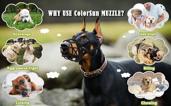 Dog Muzzle Breathable Basket Muzzles for Large and X-Large Dogs, Stop Biting, Barking and Chewing, Best for Aggressive Dogs Black Brown (Black Rubber, XL)-Mewly Pet