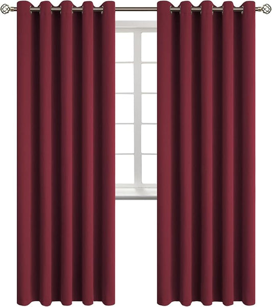 BGment Blackout Curtains for Bedroom - Grommet Thermal Insulated Room Darkening Curtains for Living Room, Set of 2 Panels (70 x 84 Inch, Burgundy)