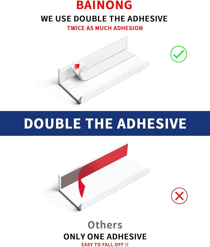 5 Pack 6 inch self Adhesive Cabinet pulls Finger pulls Drawer Pull Stick on Handles Bright White Adhesive Cabinet Handles Finger pulls for cabinets Concealed Edge Seam Flat