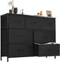 Sweetcrispy Dresser for Bedroom TV Stand Fabric Dresser with 7 Drawers, Dresser Chest of Drawers Organizer Wood Tabletop, Dresser for Closet, Living Room, Entryway, Black