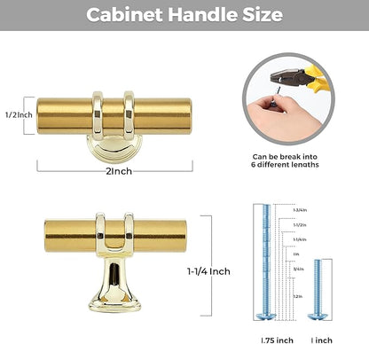 5 Pack Brushed Brass Cabinet Knobs - Gold Kitchen Cabinet Knobs Cabinet Pulls for Kitchen Cabinet Drawer Stainless Steel Dresser Knobs for Cabinet Hardware 2in Length Single Hole