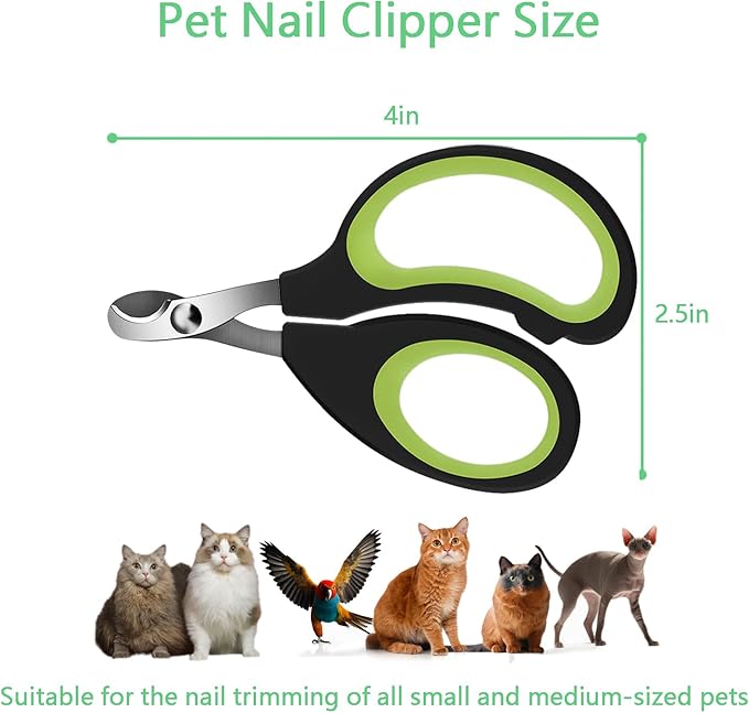 Cats & Dogs Pets Nail Clippers & Trimmers Rabbit Nail Clippers cat Nail Clippers for Indoor Cats cat Claw Clippers with Safety Guard Professional Grooming Tool for Cat Kitten(Green)-Mewly Pet
