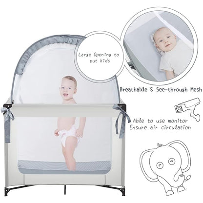 Pack N Play Tent, Baby Pop Up Crib Tent to Keep Baby in, Crib Net for Pack and Plays, Mini Cribs & Play Yards (39.6" L x 27.6" W x 49.2" H)