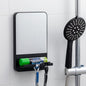 TAILI Shower Mirror Fogless Suction, Shaving Mirror with Razor Holder, Fog Free with Storage Tray, Rust-Proof, Shatterproof, Removable, Bathroom & Shower Accessories, Black