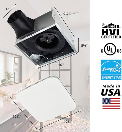 Broan-NuTone Bathroom Exhaust Fan – Easy Retrofit Without Attic Access, Ultra-Quiet 1 Sones, 110 CFM, ENERGY STAR Certified, Made in USA, Moisture & Odor Control with Easy-Clean Grille
