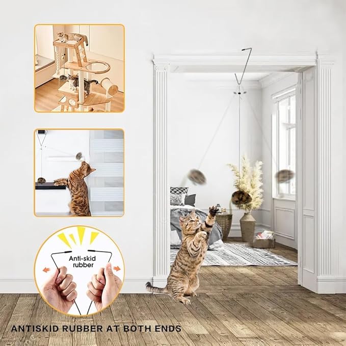 Cat Toys for Indoor Cats,Interactive Door Hanging Cat Toys Attached with Catnip/Feathers/Birds/Worm Toys for Cats/Kitten Toys(3 Pack)-Mewly Pet