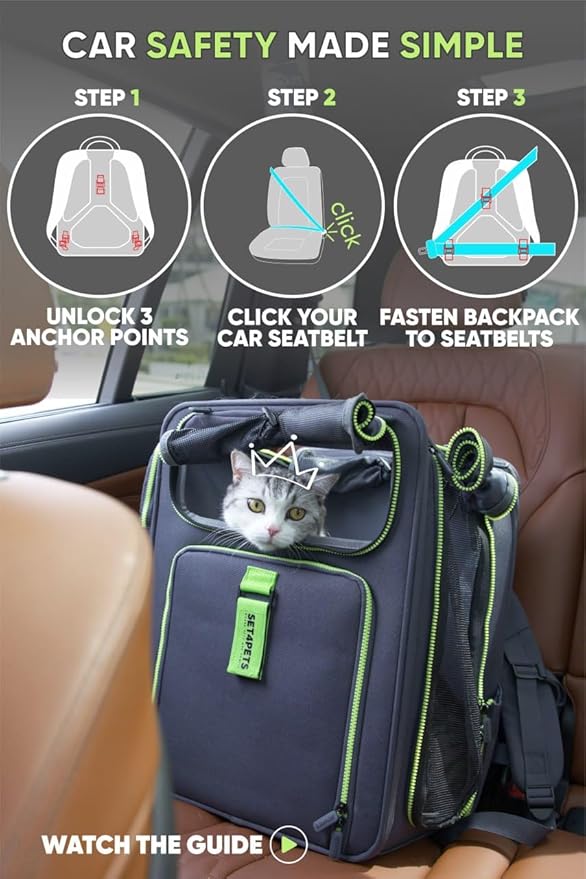 Cat Backpack Carrier & Dog Car Seat for Small Pets Up to 25 lbs - Expandable Cat Carrier Backpack with Safety Leash and Breathable Mesh - Waterproof for Travel - 3 in 1-Mewly Pet