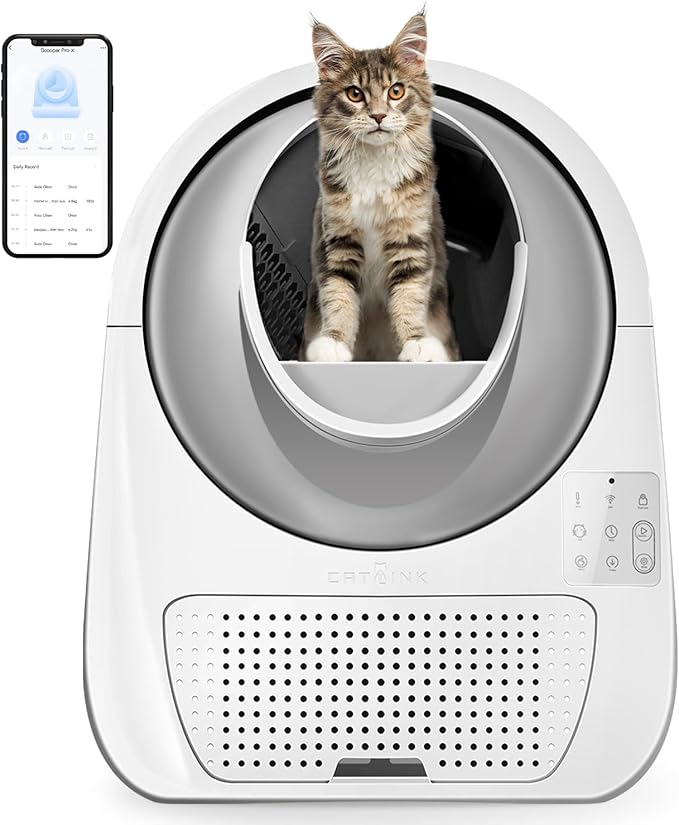 CATLINK Self Cleaning Automatic Litter Box for Cats - Hands-Free Cleanup with App Control, Double Odor Removal - Extra Large Size for 3.3~22lbs Cats - Smart Robot Cat Litter Box (Upgrade)-Mewly Pet