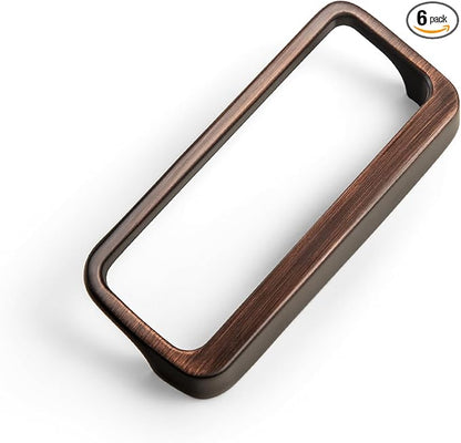 Goo-Ki Oil Rubbered Bronze Cabinet pulls with 3''(76mm) Hole Center,Modern Zinc Alloy Finger Pulls for Drawer,Wardrobe,Cupboard,6 Pack
