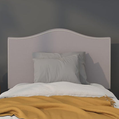 Flash Furniture Lexington Upholstered Twin Size Headboard with Accent Nail Trim in Light Gray Fabric