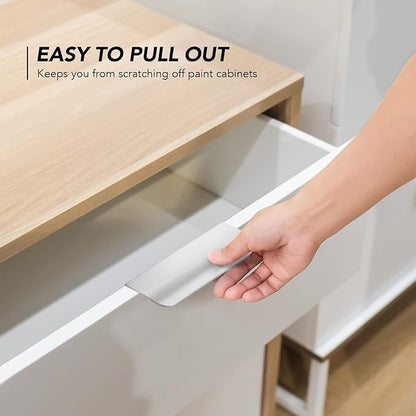 Ravinte Hardware 6 Pack Silver Cabinet Handles, 4 Inch (102mm) Finger Edge Pulls, 3 Inch Hole Center, Finger Pulls for Cabinets