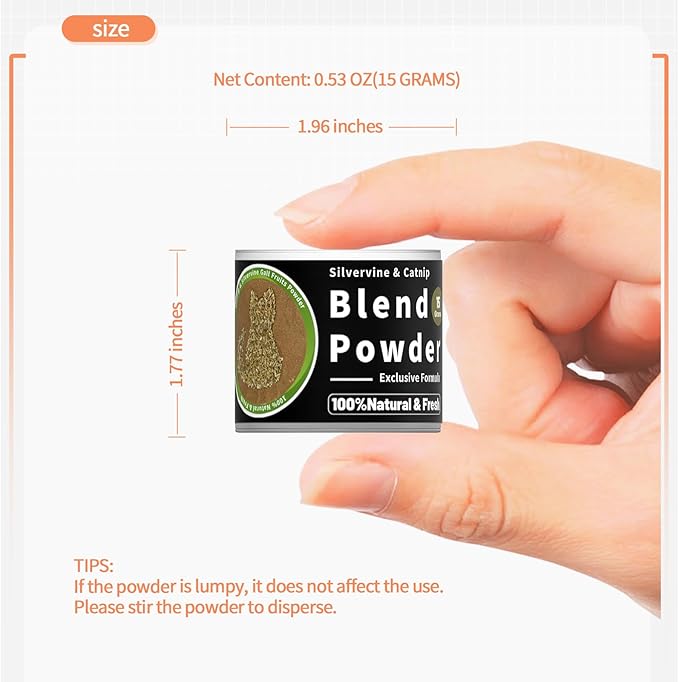 Catnip & Silvervine Powder – 15g Blend of Silver Vine Gall Fruit & Pure Catnip, Non-Addictive, Suitable for All Cat Ages, Multi-Play Use for Cat Toys, Scratchers & Protecting Furniture-Mewly Pet