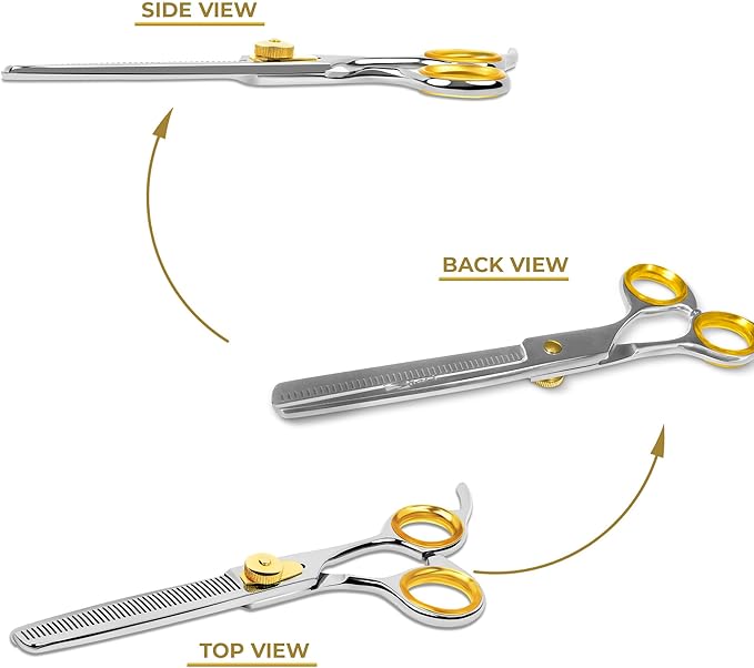 Professional Cat and Dog Grooming Scissors 6.5" 42-Tooth heavy-duty Thinning Scissors for Dogs and Cats, 440c Japanese Steel Comfortable Long-Lasting Sharpness for Years-Mewly Pet