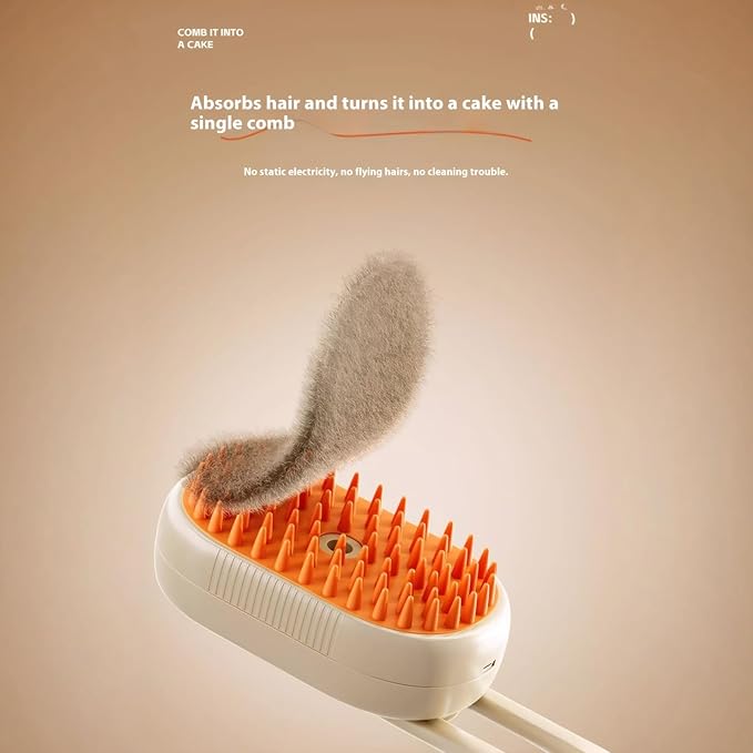 Cat steam brush USB-Powered Pet Steam Brush for Dogs & Cats | Instant Fog Deshedding Tool, Reduces Shedding & Flyaway Hair | Gentle Grooming Brush for Dog & Cat Hair Loss Control (Orange)-Mewly Pet