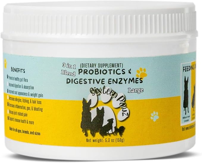 Probiotics, Prebiotics, & Digestive Enzymes for Dogs| Limited Ingredients| Digestive Support |Allergy Relief |Immune Support| Reduces Inflammation| Diarrhea & Gas Relief (150g), White-Mewly Pet