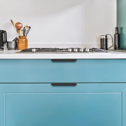 Ravinte Hardware 8 Pack Black Cabinet Handles, 5 Inch (128mm) Finger Edge Pulls, 4 Inch Hole Center, Finger Pulls for Cabinets