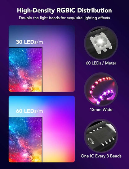 Govee Envisual TV Backlight T2 with Dual Cameras, 16.4ft RGBIC Wi-Fi LED Backlights for 75-85 inch TVs, Double Light Beads, for Home Decorations, Smart App Control, Music Sync