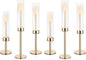 Hurricane Candle Holders Metal Candlestick Holder for Glass Taper Tall Candle Holders with Candles Stands for Home Decor, Christmas, Dinning, Wedding, Housewarming Gifts (6, Gold)
